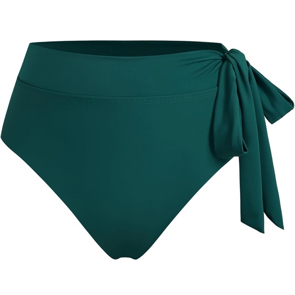 NWT Zaful Teal High Waisted High Leg Side Tie Detail Swim Bottom - Picture 5 of 5